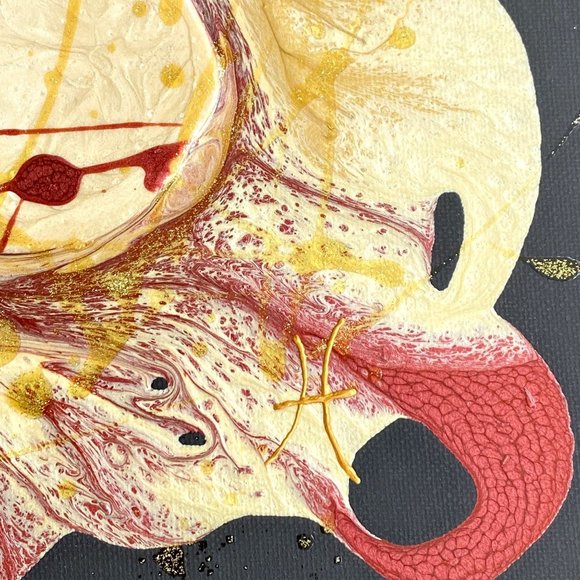 Royal Pearl - Original Art Mixed Media and Resin Painting Framing 13"x16" - Picture 6 of 10